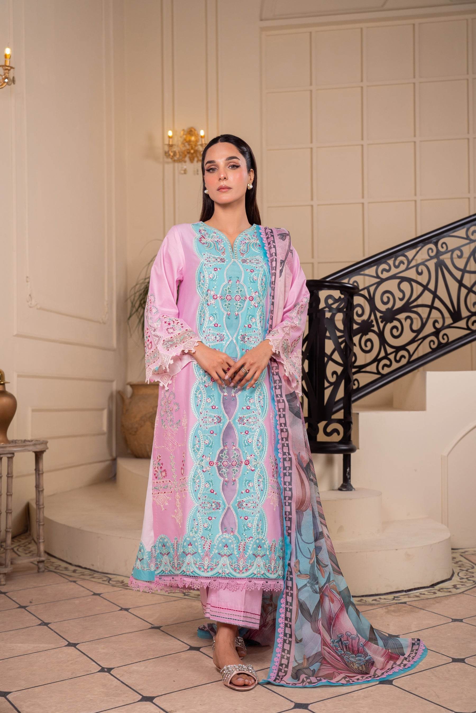 Atiya Irfan Preet Vol-02 Embroidered Unstitched Lawn 3pcs - Jotey