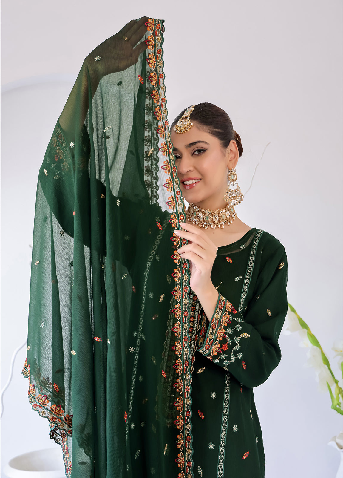 Zahikah By Bin Hameed Luxury Embroidered Chiffon Untitched 3pcs