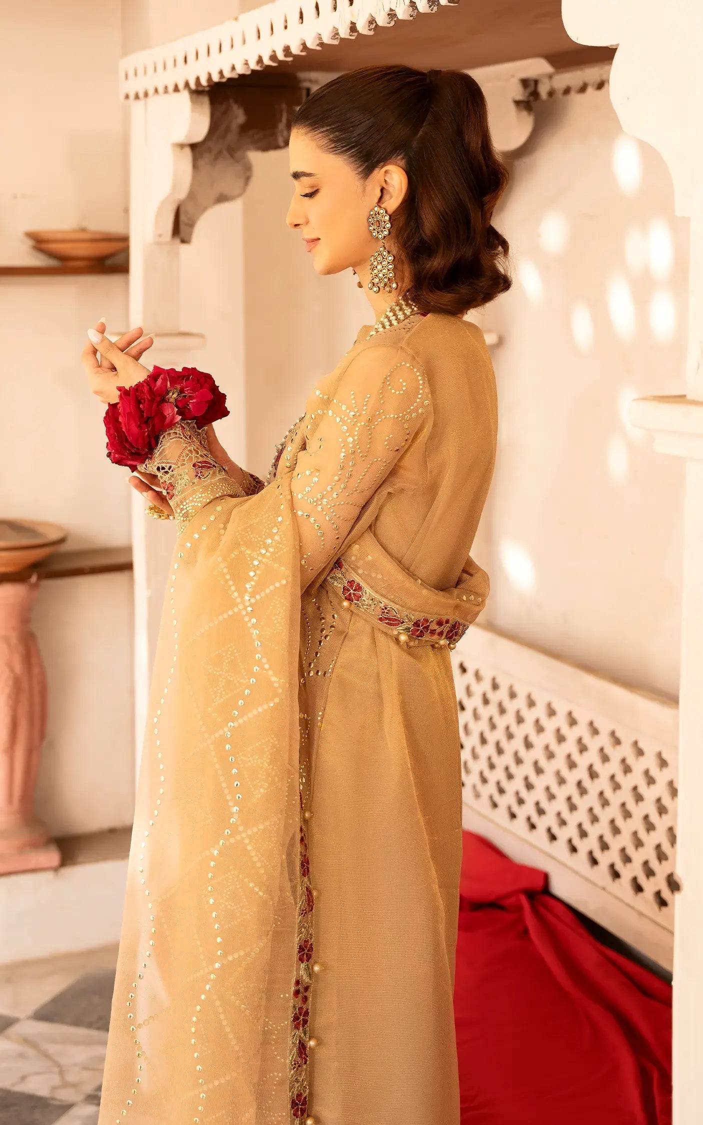 Eid Festive By Asifa And Nabeel Vol-01 Embroidered Zari Net Unstitched 3pcs - Jotey