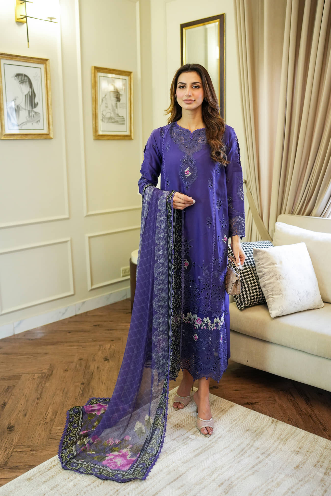 Noor By Saadia Asad Eid Luxury Handwork Laserkari'25 Unstitched 3pcs