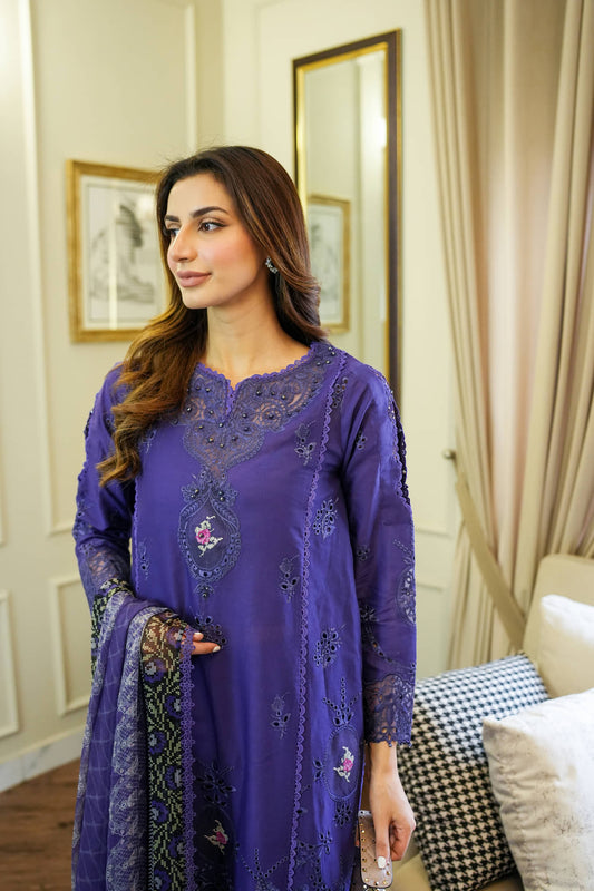 Noor By Saadia Asad Eid Luxury Handwork Laserkari'25 Unstitched 3pcs