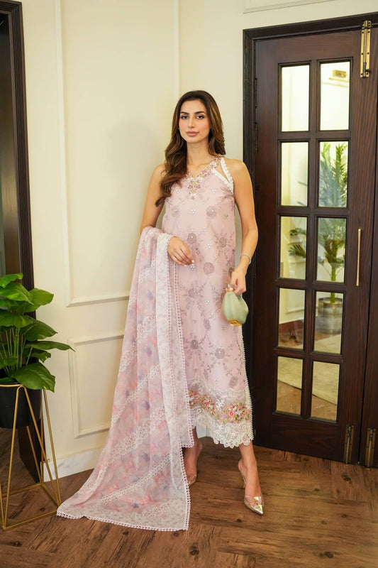 Noor By Saadia Asad Eid Luxury Handwork Laserkari'25 Unstitched 3pcs - Jotey