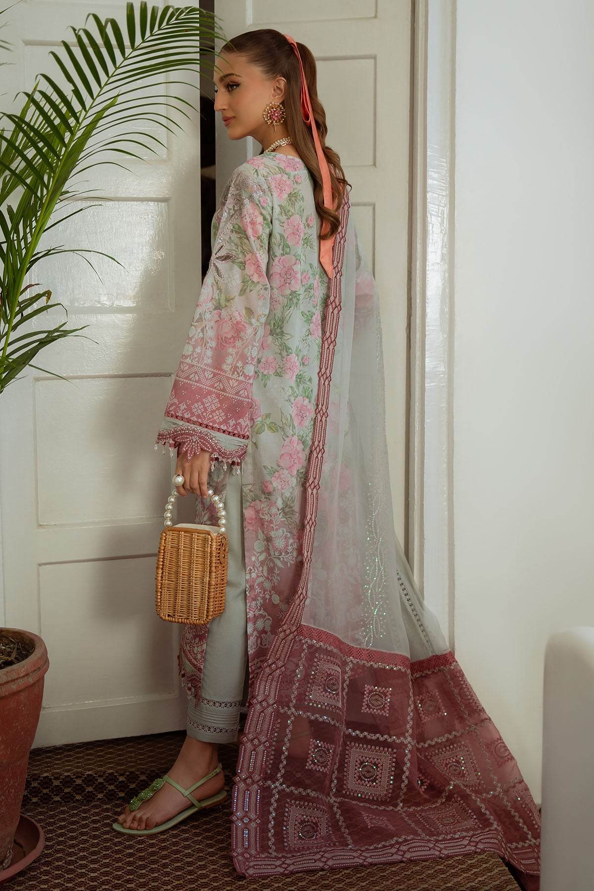 Nureh Maya Swiss Lawn Embroidered Unstitched 3pcs - Jotey