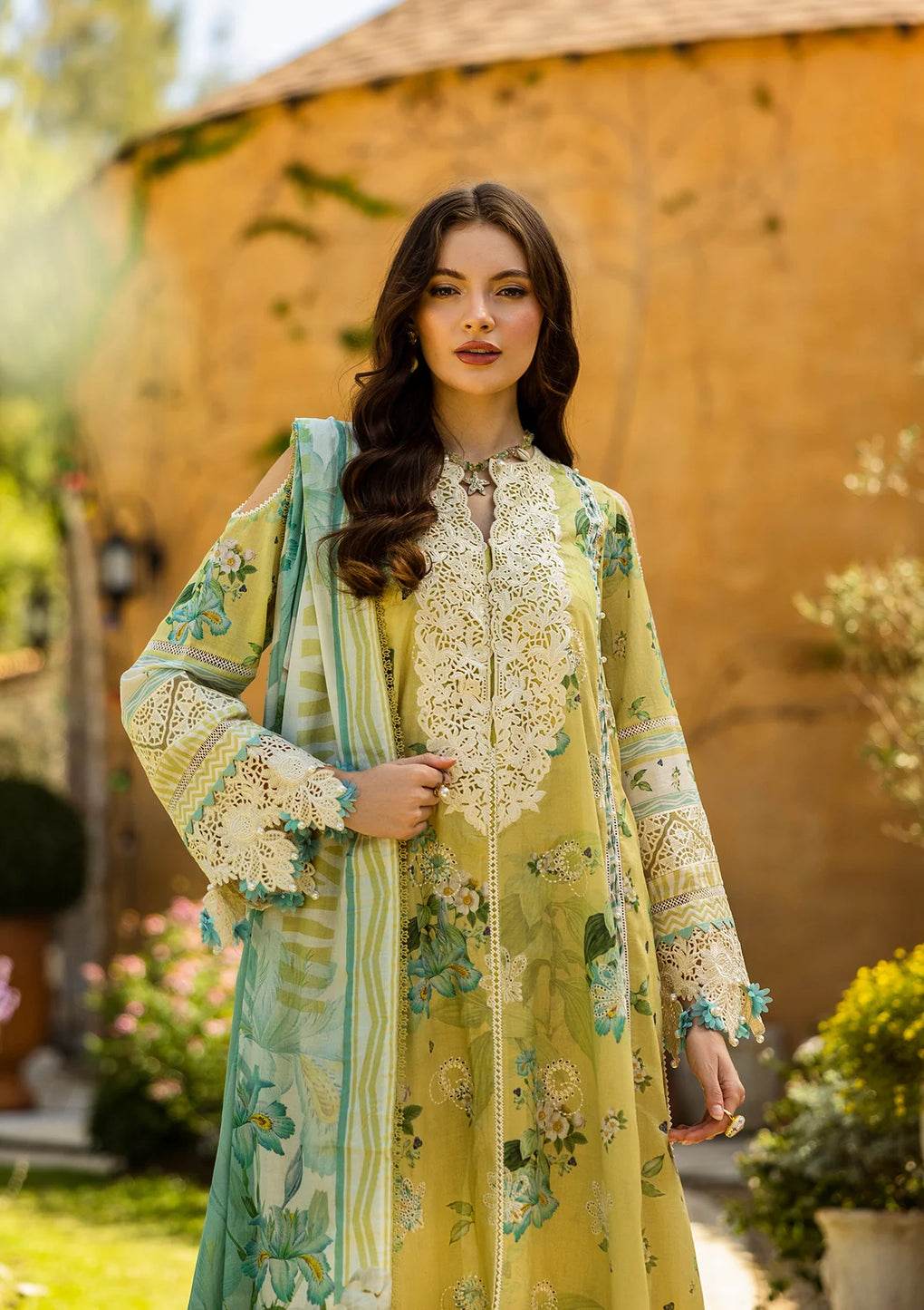 Elaf Print Chikankari Unstitched Lawn 3pcs - Jotey