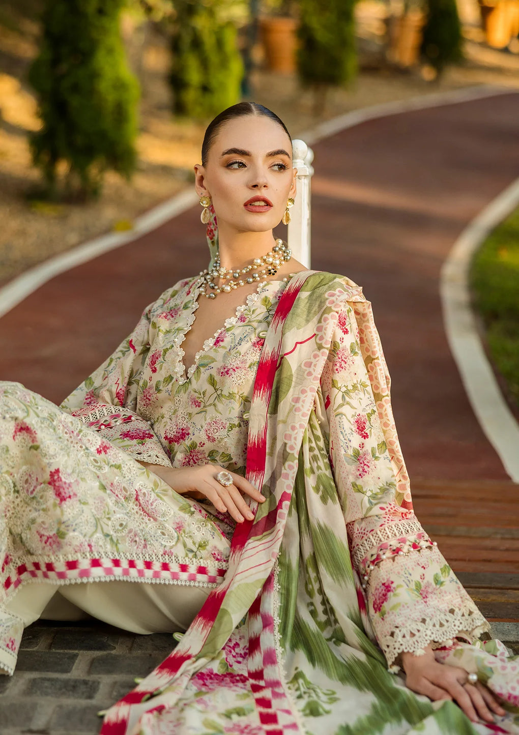 Elaf Print Chikankari Unstitched Lawn 3pcs