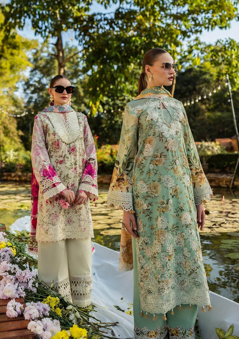 Elaf Print Chikankari Unstitched Lawn 3pcs - Jotey