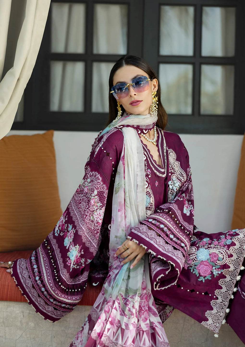 Elaf Premium Signature Embroidered Lawn Unstitched 3pcs - Jotey