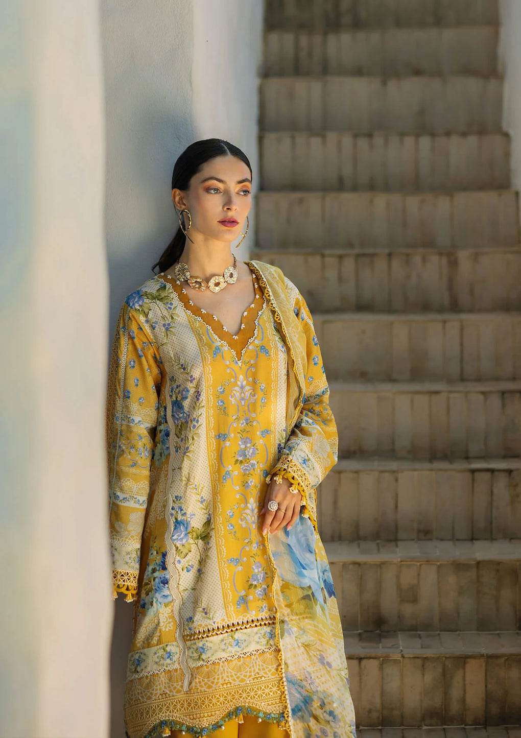 Elaf Premium Signature Embroidered Lawn Unstitched 3pcs - Jotey