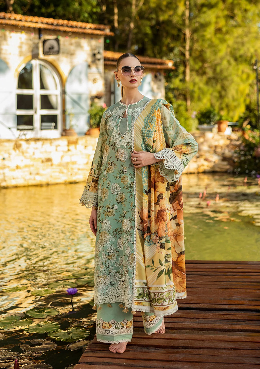 Elaf Print Chikankari Unstitched Lawn 3pcs