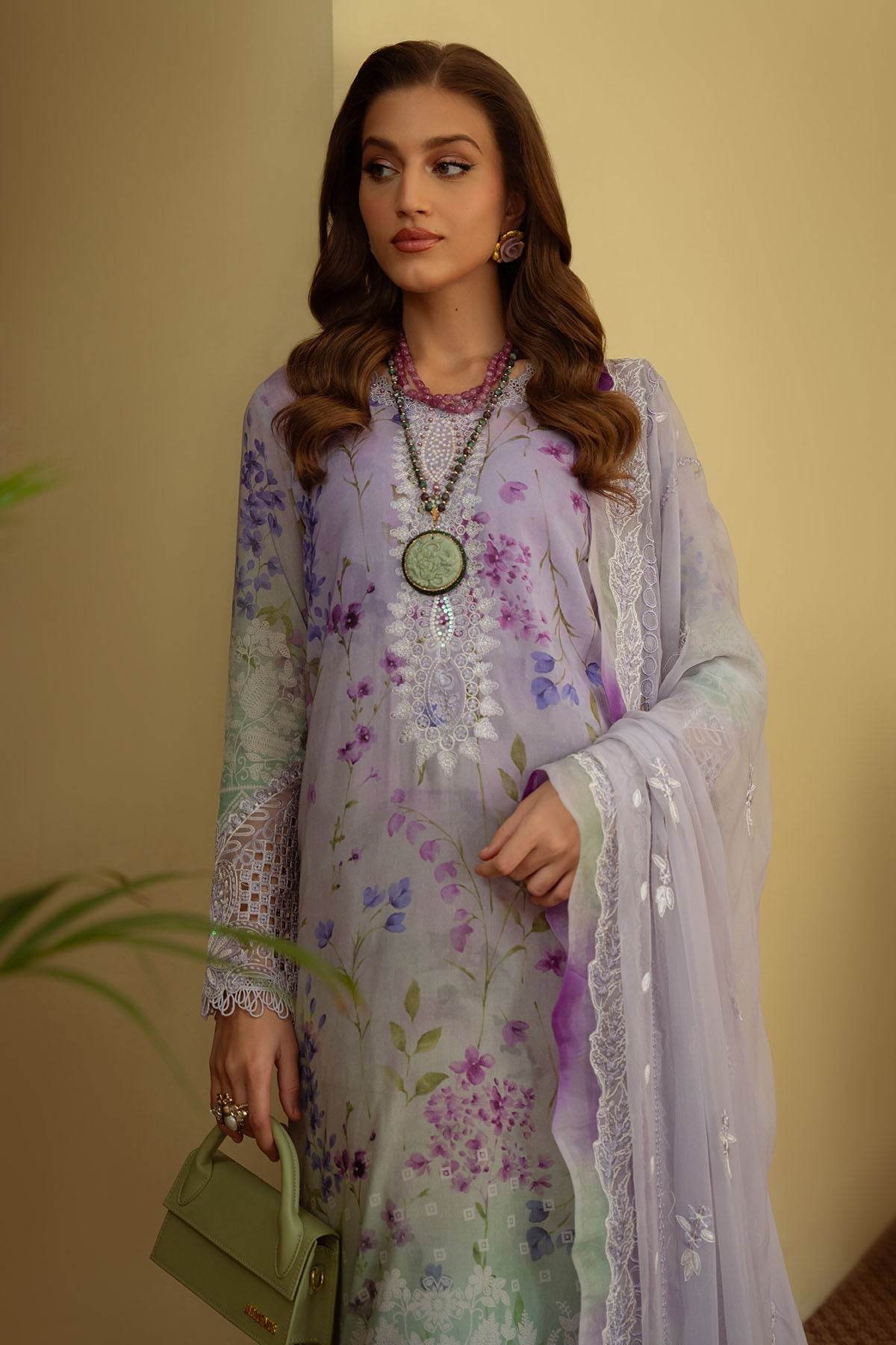Nureh Maya Swiss Lawn Embroidered Unstitched 3pcs - Jotey