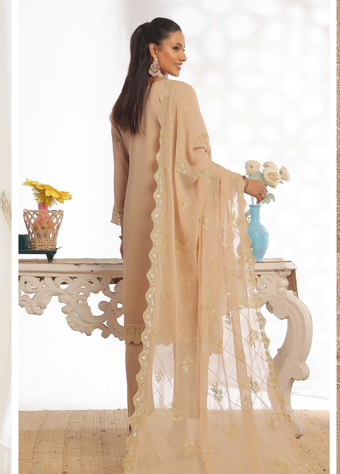 Darshan By Bin Hameed Luxury Embroidered Chiffon Semi-Stitched 3 Piece