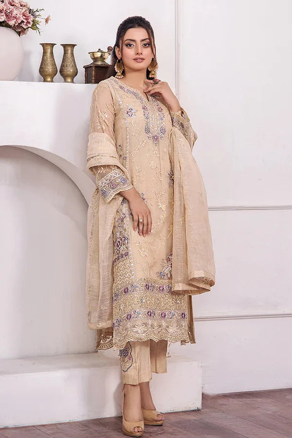 ZA Clothes MUZAYYAN Embroidered Organza Ready to wear 3pcs
