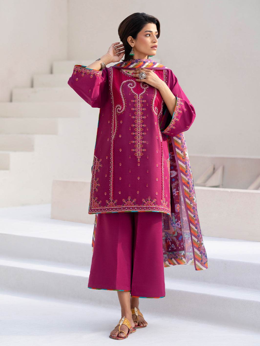 Bin Ilyas Summer Edit'25 Embroidered Lawn Unstitched 3pcs - Jotey