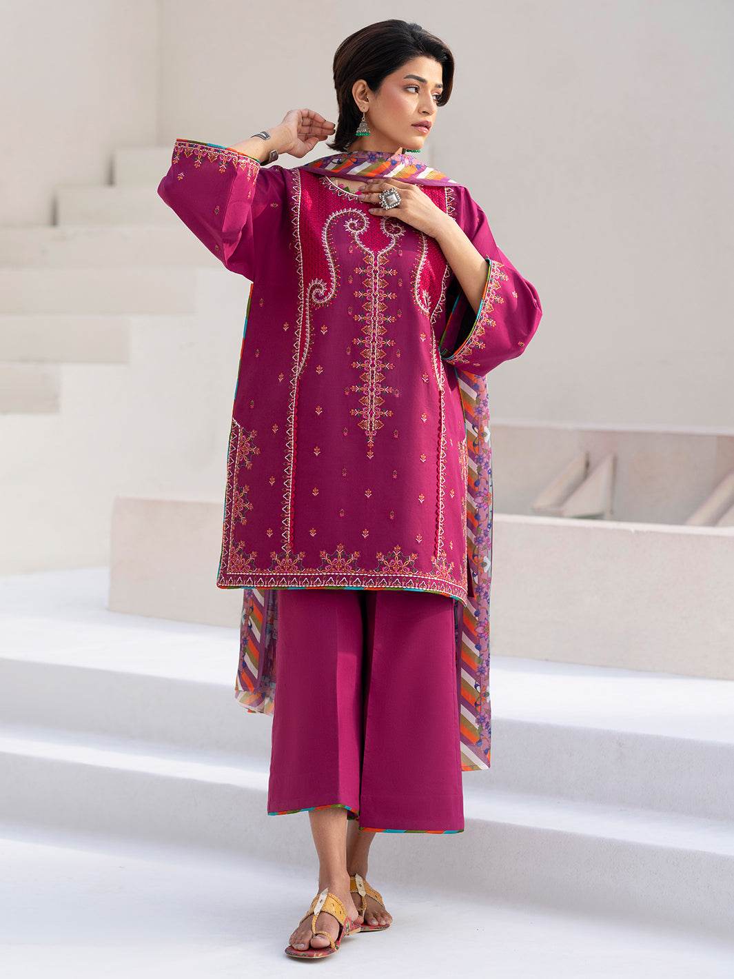 Bin Ilyas Summer Edit'25 Embroidered Lawn Unstitched 3pcs - Jotey