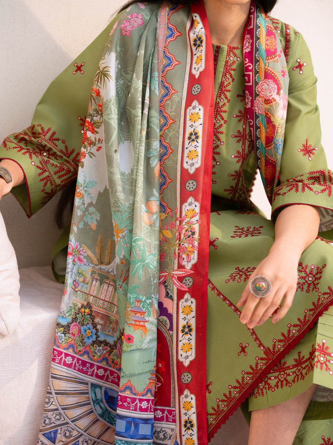 Bin Ilyas Summer Edit'25 Embroidered Lawn Unstitched 3pcs - Jotey