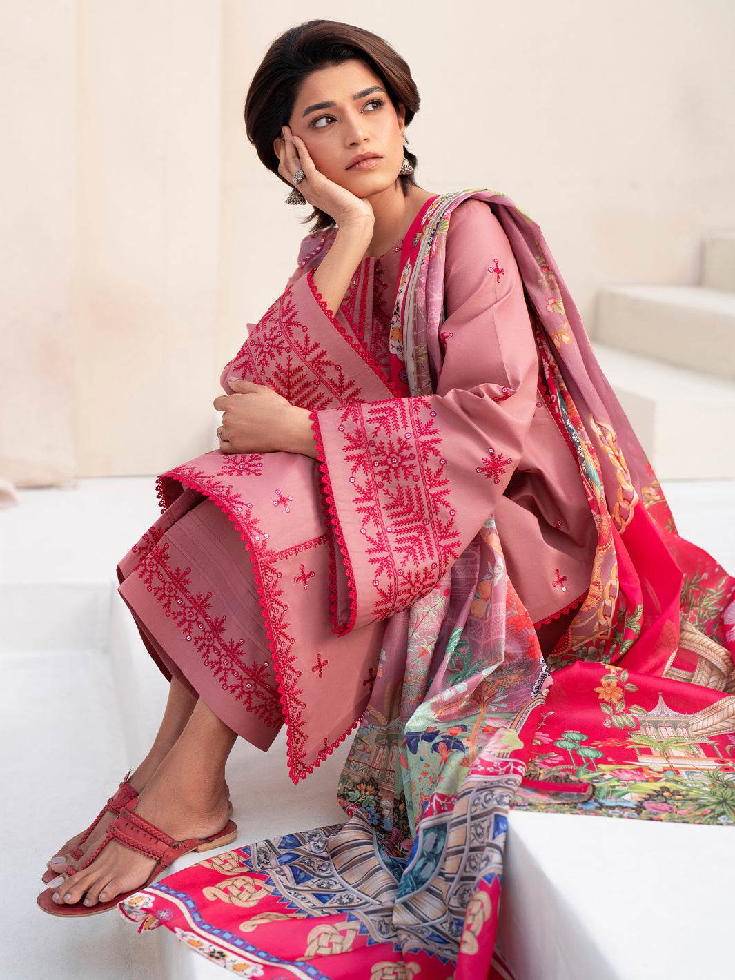 Bin Ilyas Summer Edit'25 Embroidered Lawn Unstitched 3pcs - Jotey