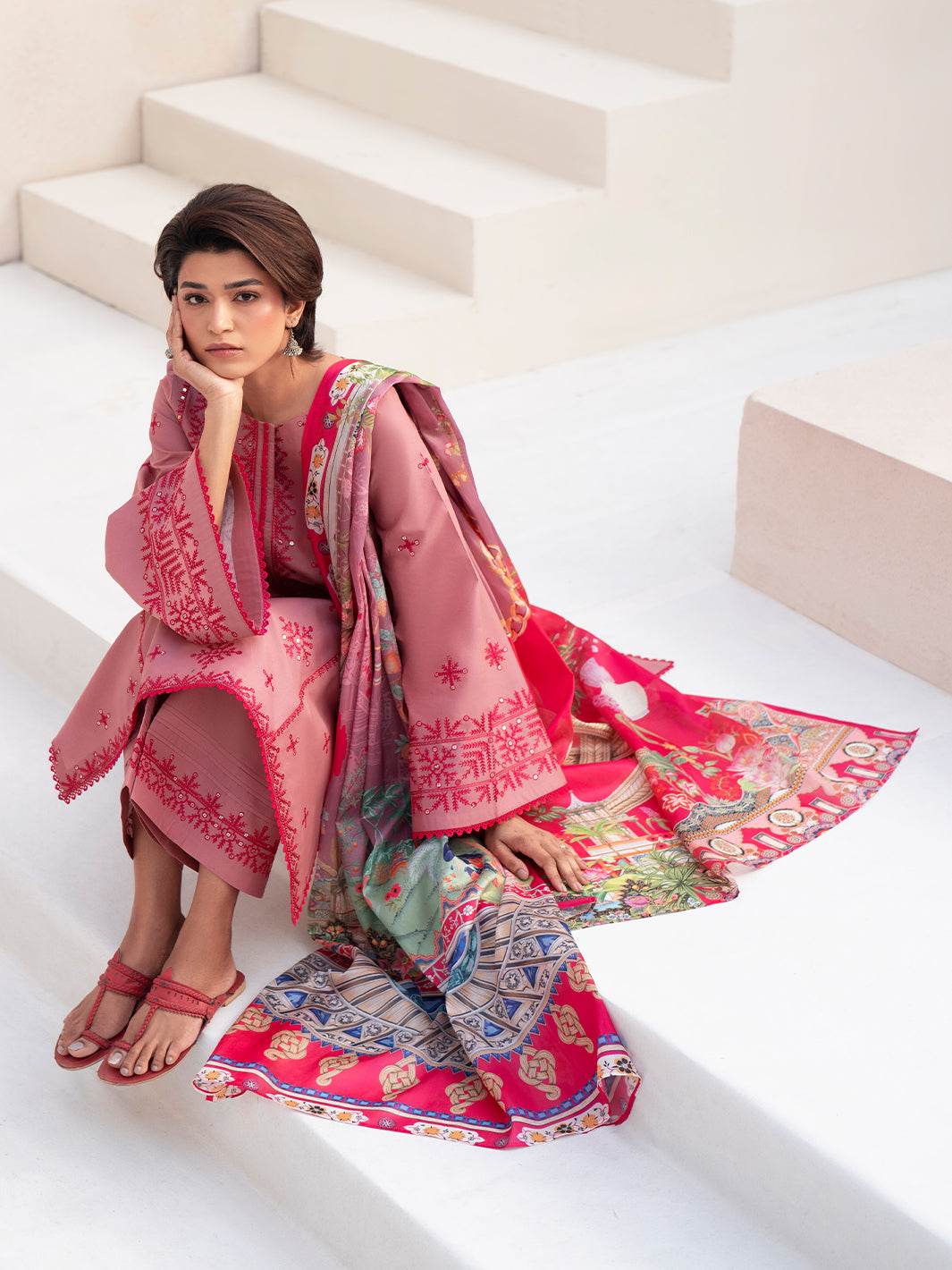 Bin Ilyas Summer Edit'25 Embroidered Lawn Unstitched 3pcs - Jotey
