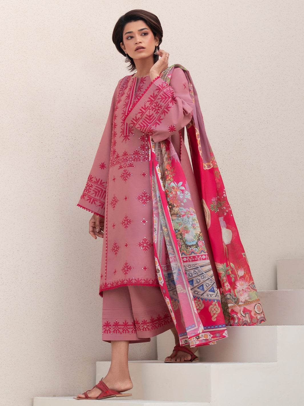 Bin Ilyas Summer Edit'25 Embroidered Lawn Unstitched 3pcs - Jotey