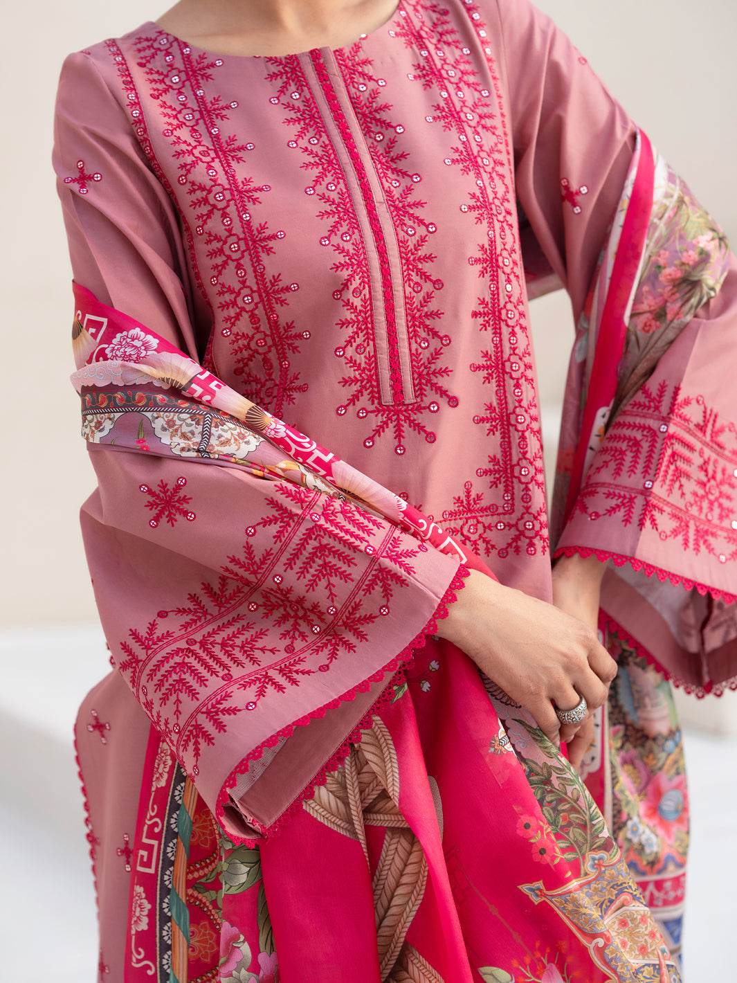 Bin Ilyas Summer Edit'25 Embroidered Lawn Unstitched 3pcs - Jotey