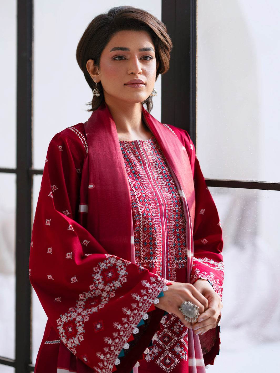 Bin Ilyas Summer Edit'25 Embroidered Lawn Unstitched 3pcs - Jotey