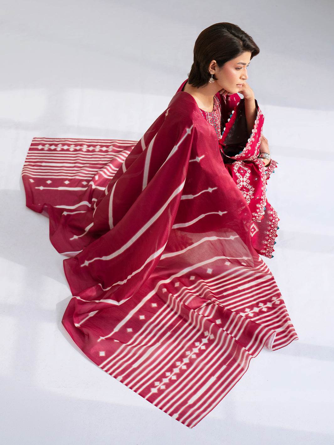 Bin Ilyas Summer Edit'25 Embroidered Lawn Unstitched 3pcs - Jotey