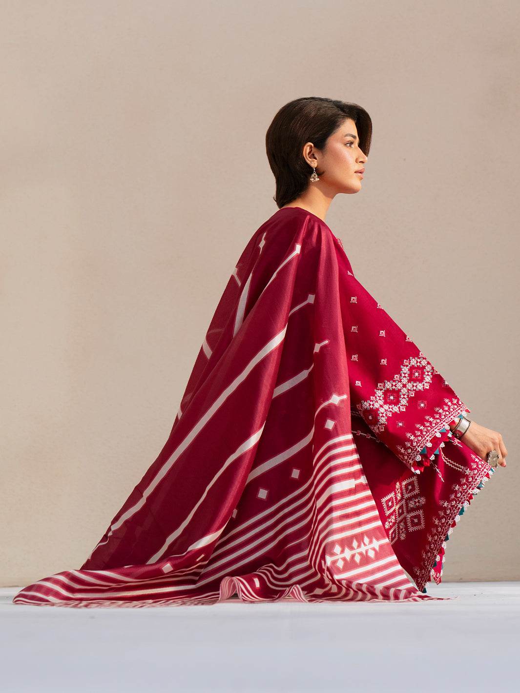 Bin Ilyas Summer Edit'25 Embroidered Lawn Unstitched 3pcs - Jotey