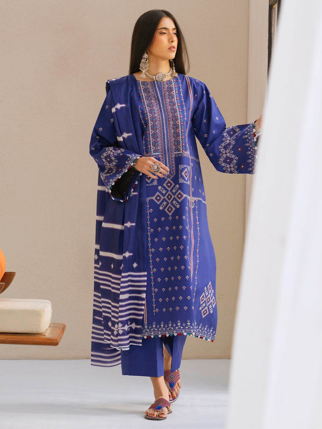 Bin Ilyas Summer Edit'25 Embroidered Lawn Unstitched 3pcs - Jotey