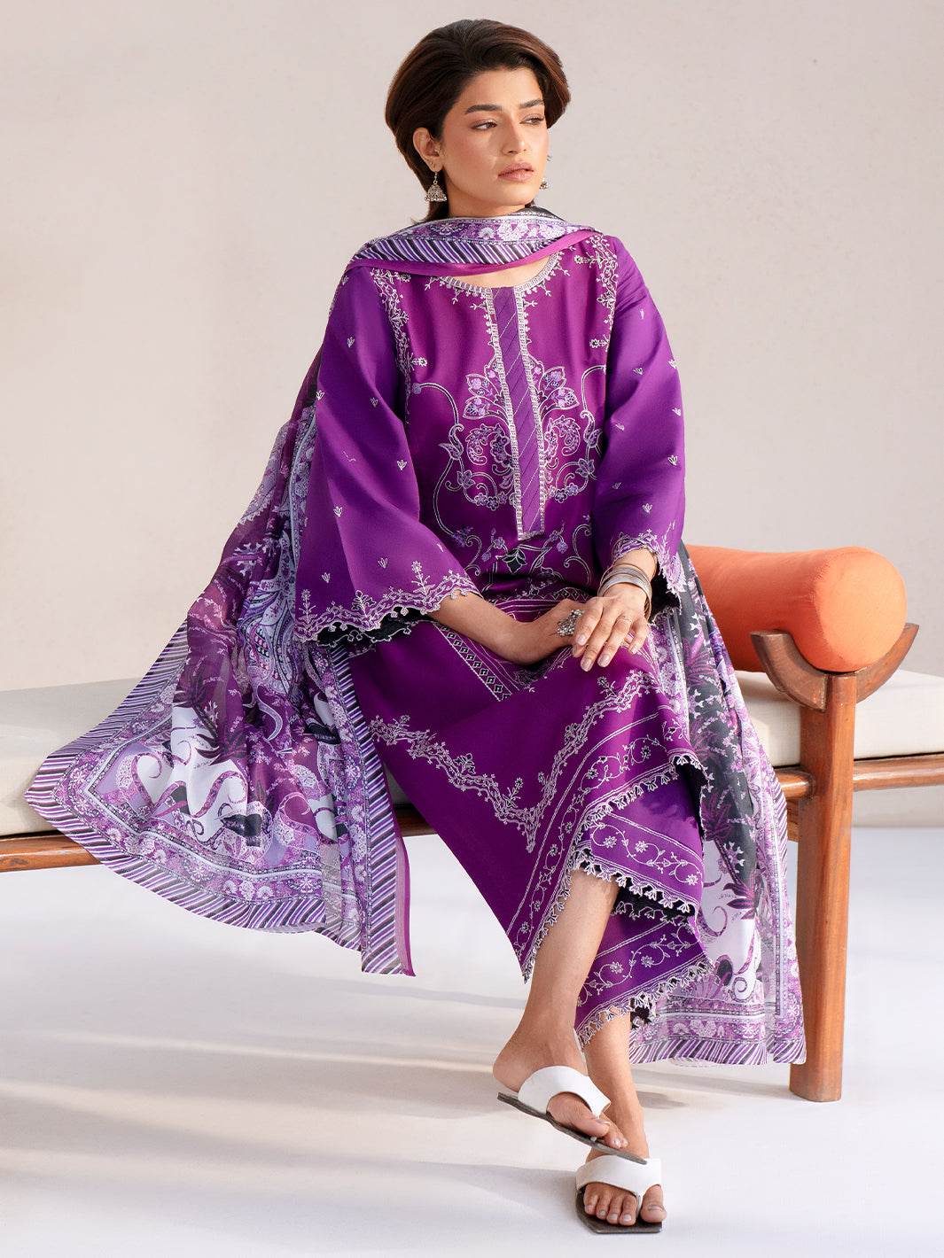 Bin Ilyas Summer Edit'25 Embroidered Lawn Unstitched 3pcs - Jotey