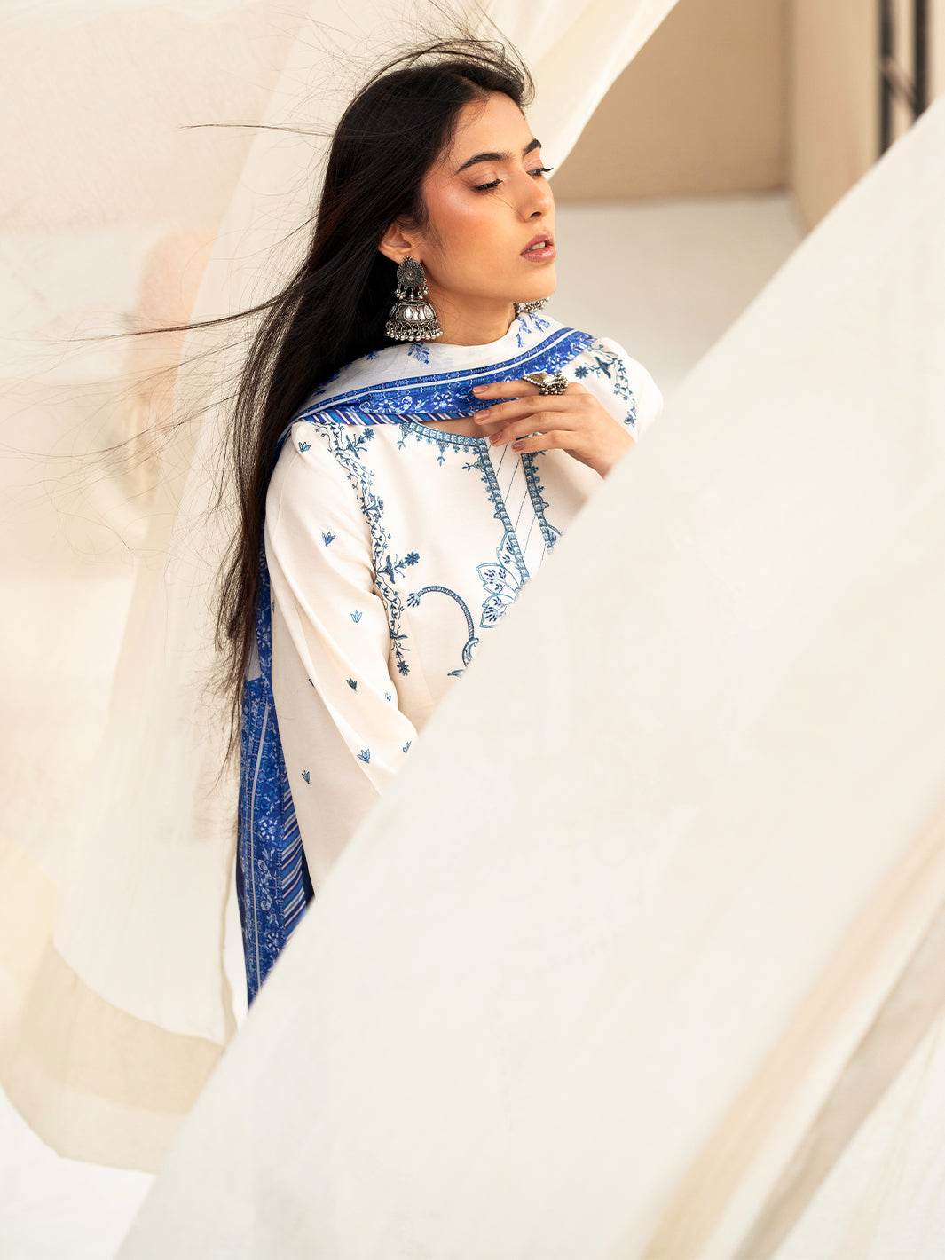 Bin Ilyas Summer Edit'25 Embroidered Lawn Unstitched 3pcs - Jotey
