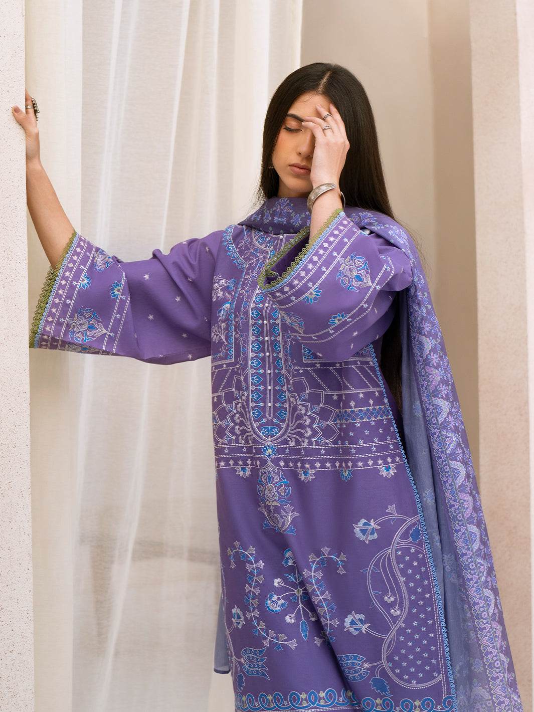 Bin Ilyas Summer Edit'25 Embroidered Lawn Unstitched 3pcs - Jotey