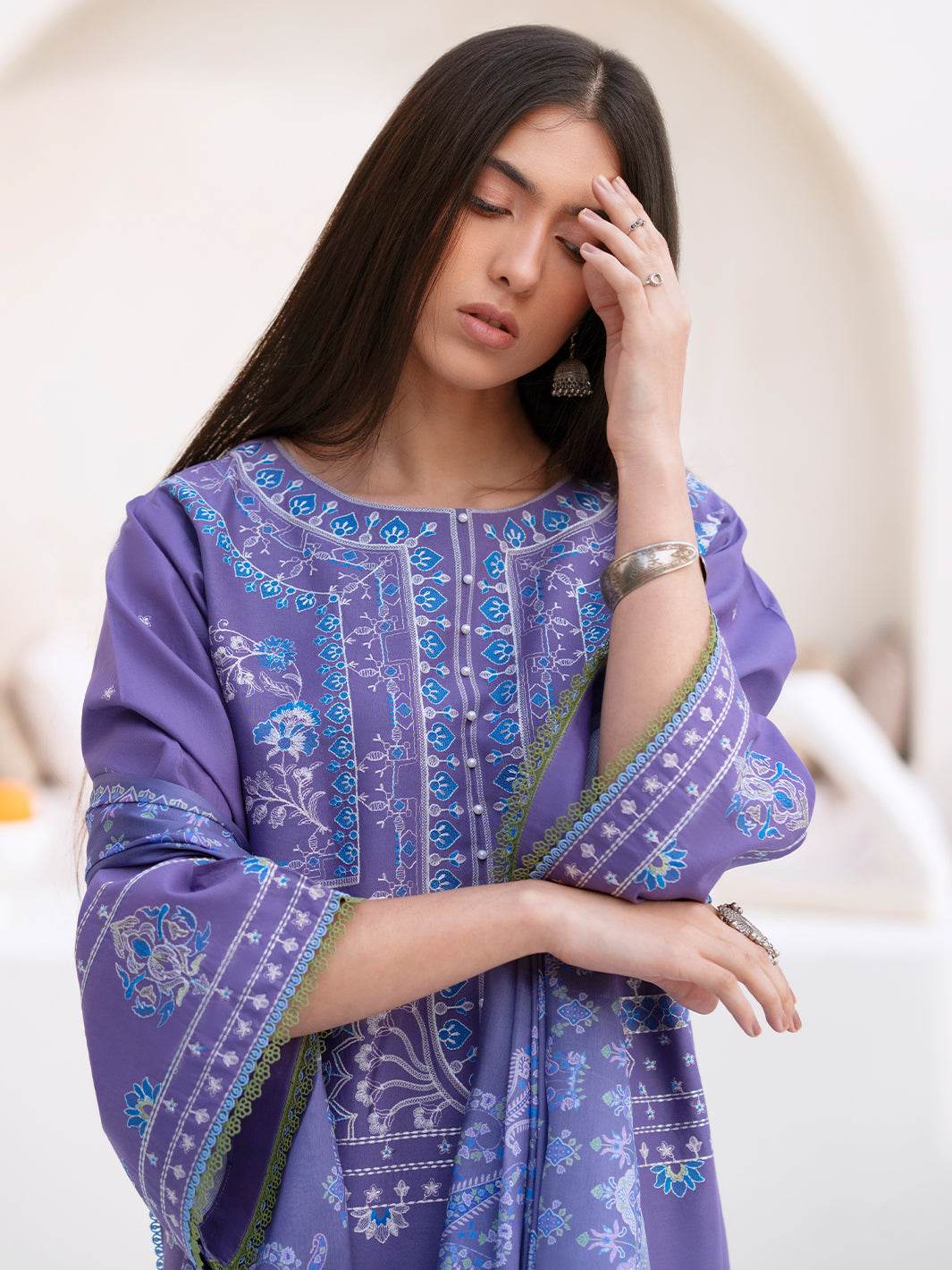 Bin Ilyas Summer Edit'25 Embroidered Lawn Unstitched 3pcs - Jotey