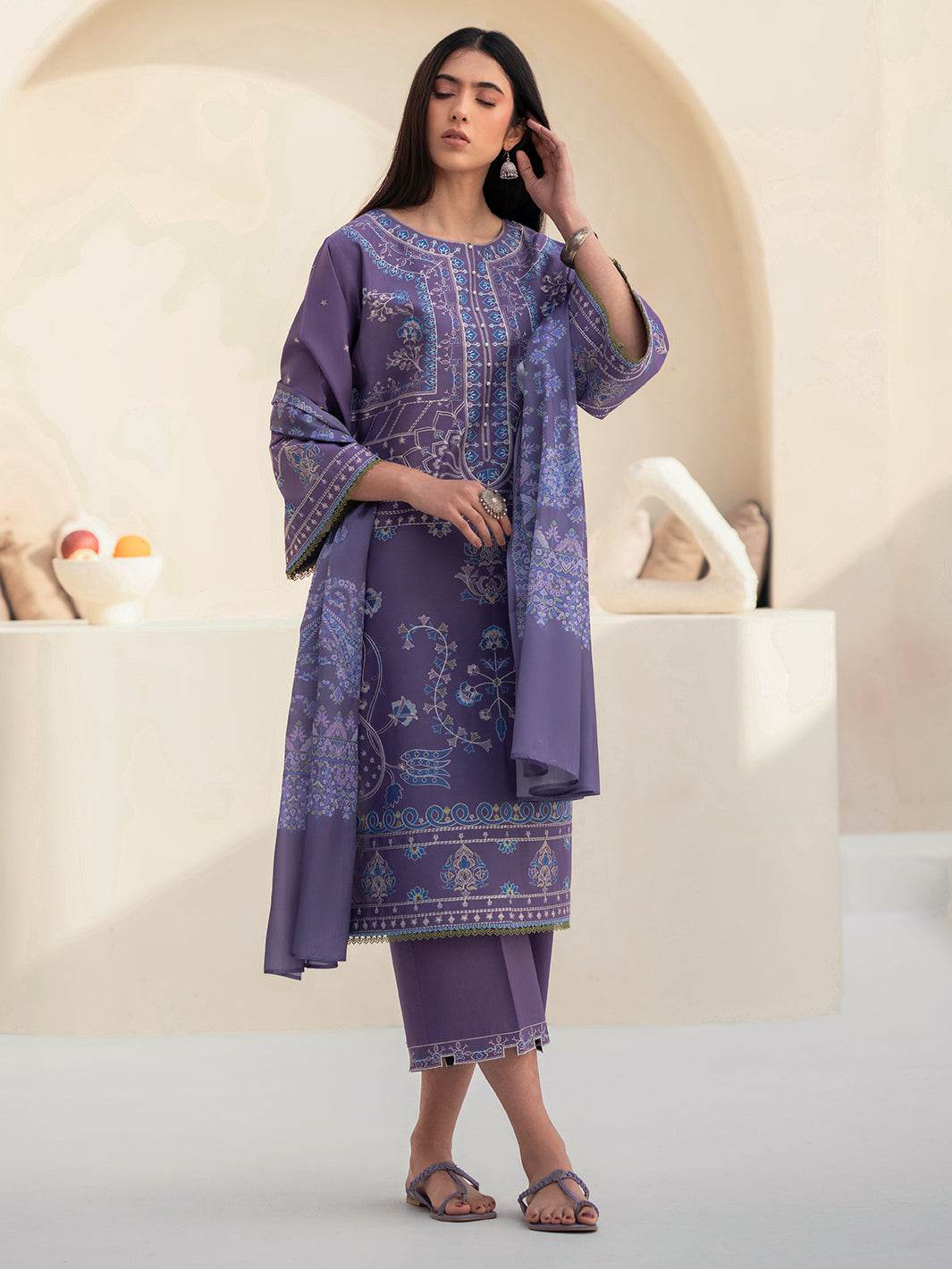 Bin Ilyas Summer Edit'25 Embroidered Lawn Unstitched 3pcs - Jotey