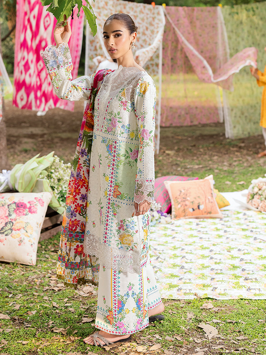 RAJBARI Printkari Sehiffli Exclusive Embroidered Unstitched 3pcs