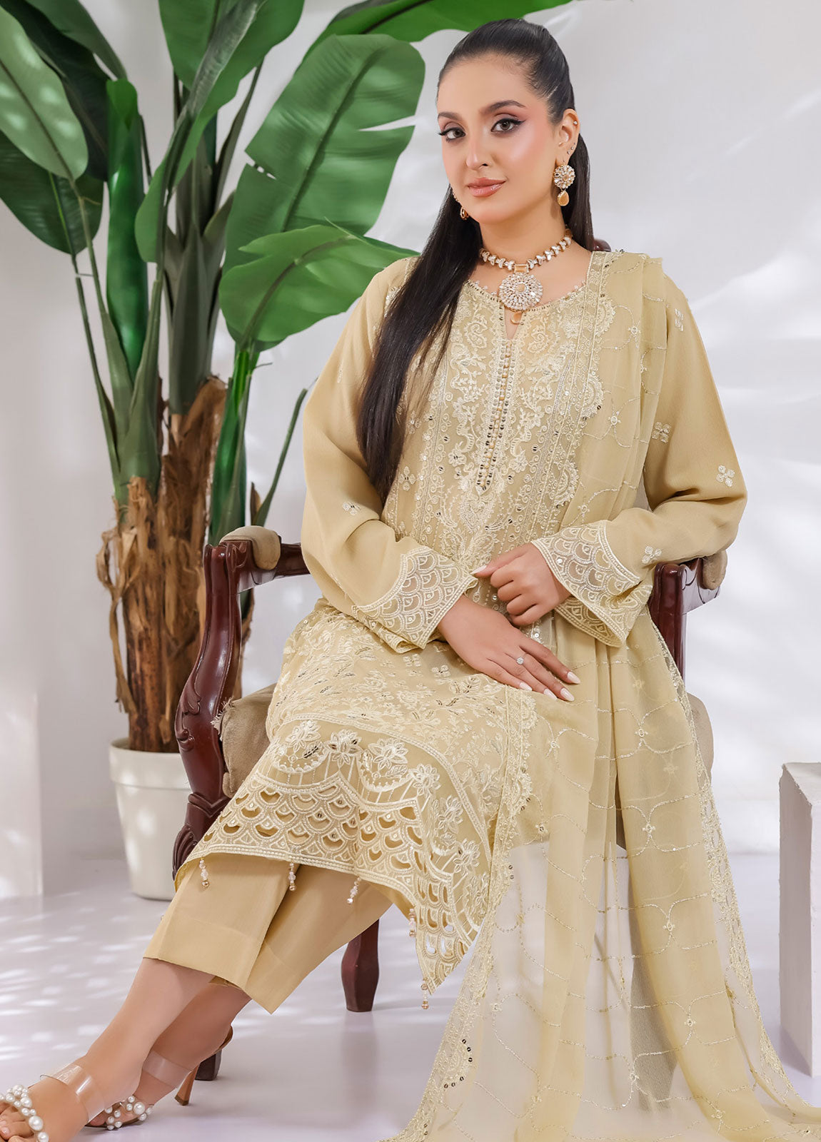 Manisha By Bin Hameed Luxury Embroidered Chiffon Unstitched 3 Piece