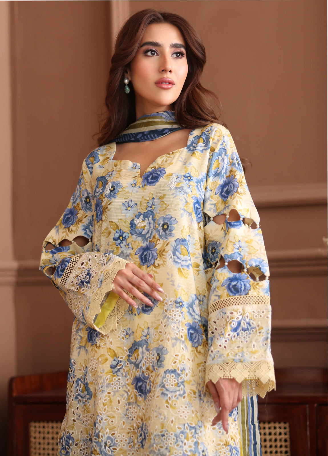 Keyaan By Johra Embroidered Chikankari Printed Bana Dora Lawn Unstitched 3Pcs