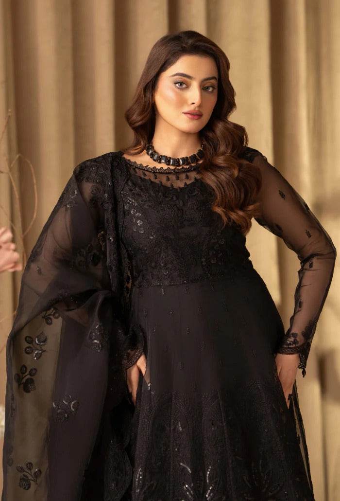HOC By Humdum Luxury Embroidered Organza Unstitched 3pcs - Jotey