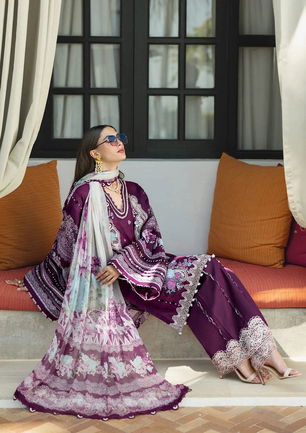 Elaf Premium Signature Embroidered Lawn Unstitched 3pcs - Jotey