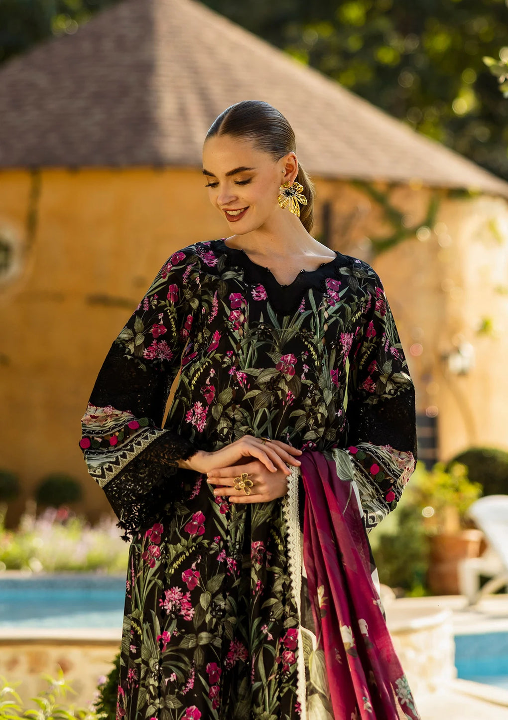 Elaf Print Chikankari Unstitched Lawn 3pcs