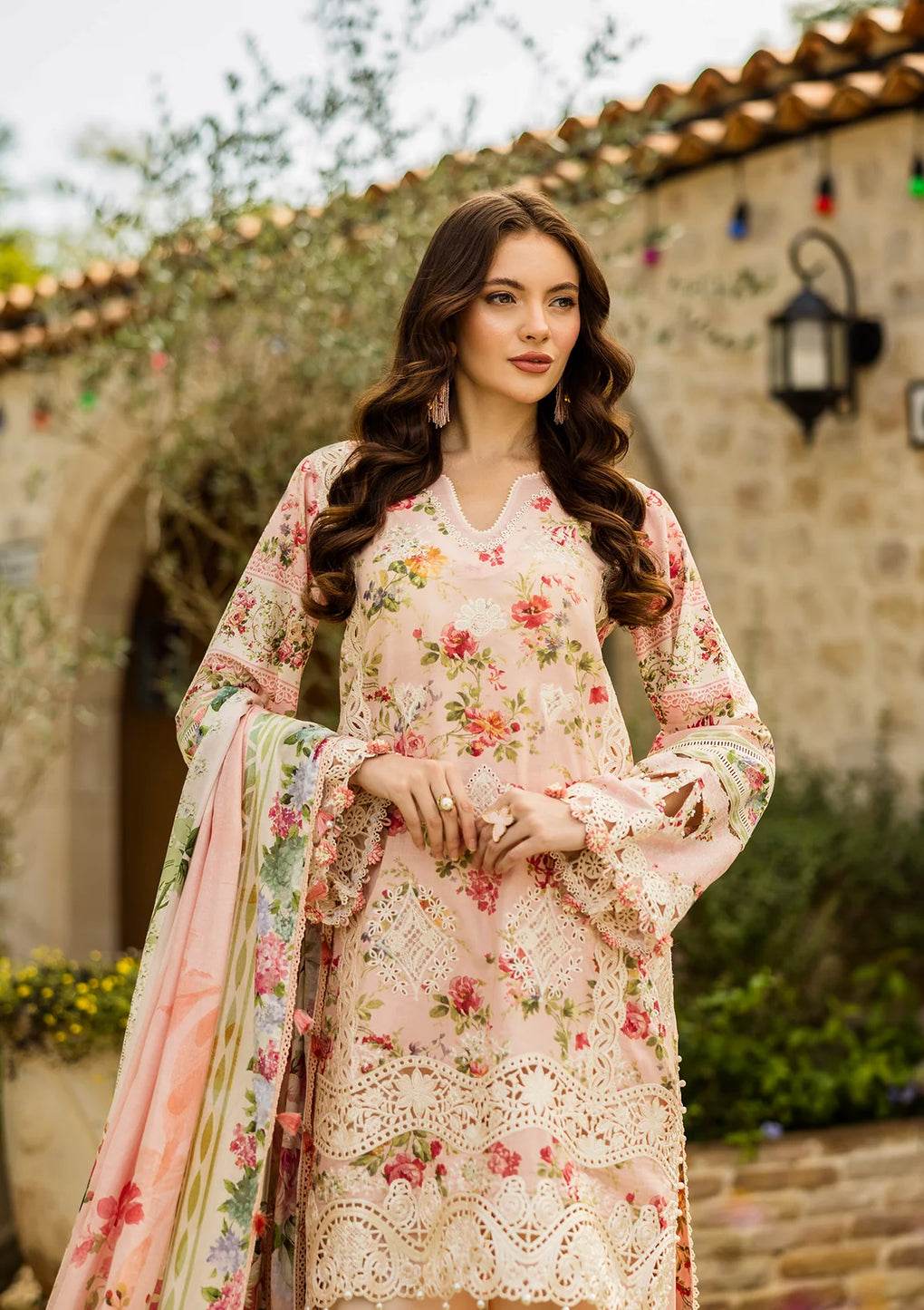 Elaf Print Chikankari Unstitched Lawn 3pcs - Jotey