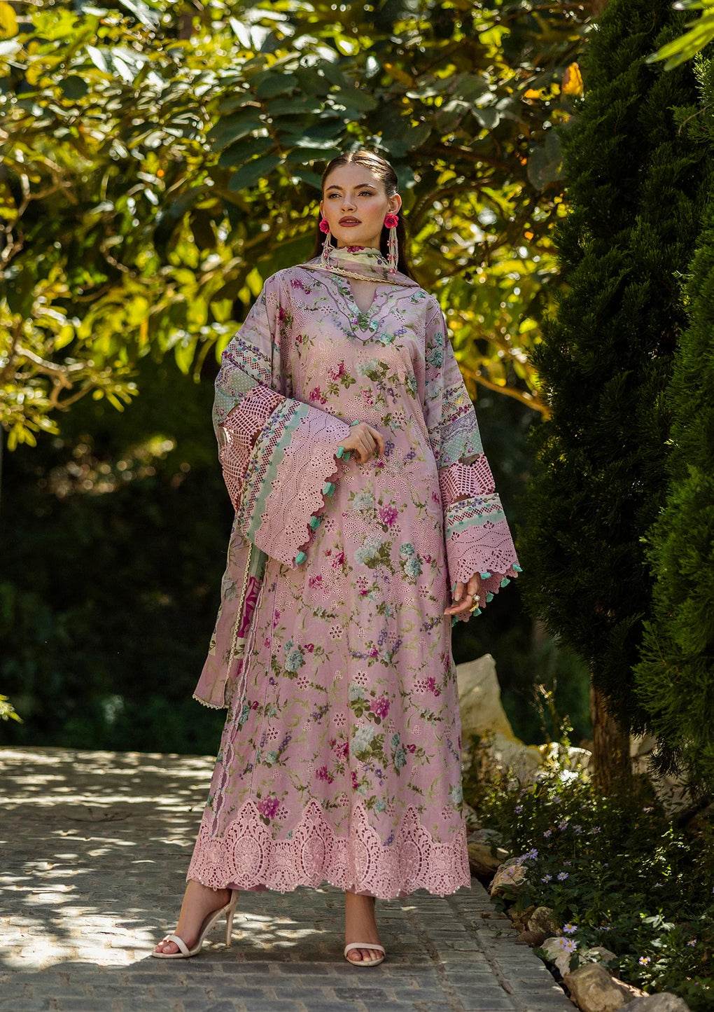 Elaf Print Chikankari Unstitched Lawn 3pcs - Jotey