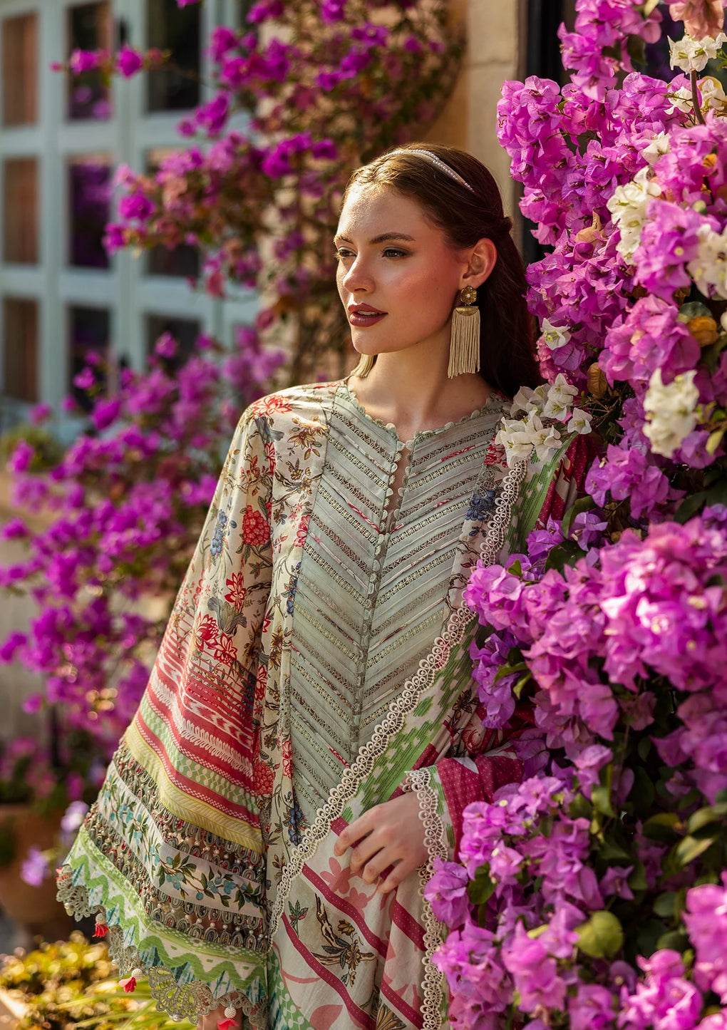 Elaf Print Chikankari Unstitched Lawn 3pcs - Jotey