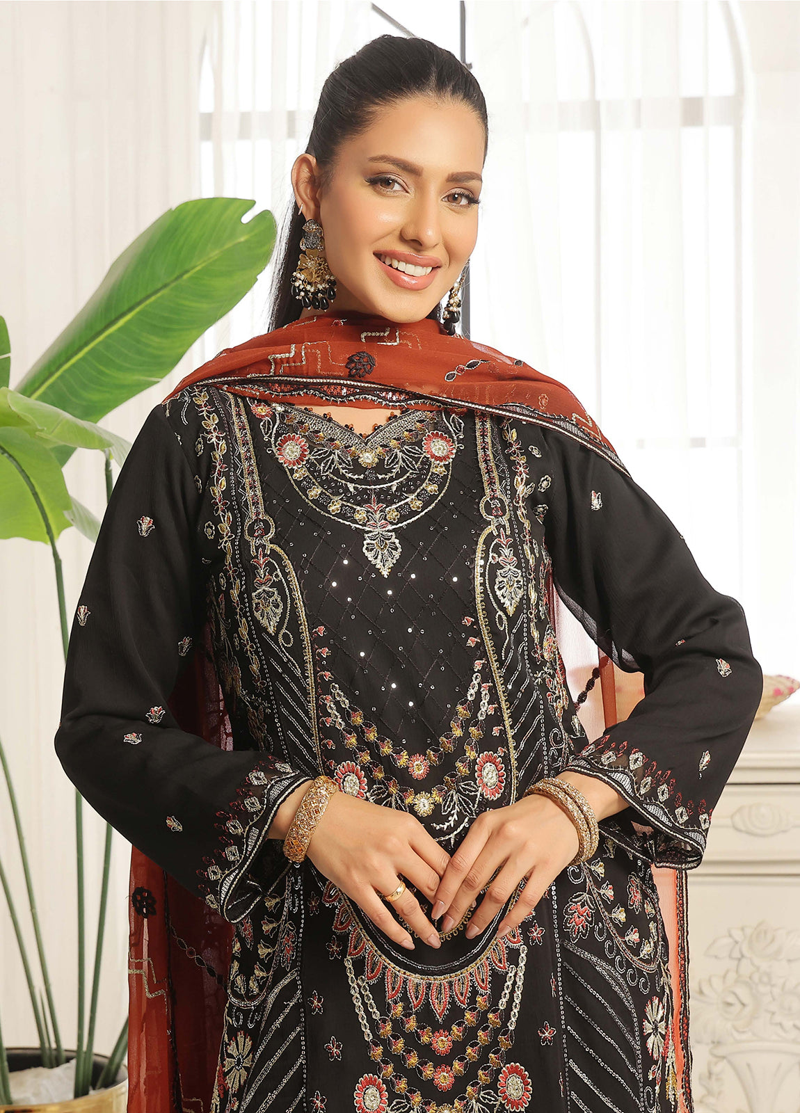Darshan By Bin Hameed Luxury Embroidered Chiffon Semi-Stitched 3 Piece