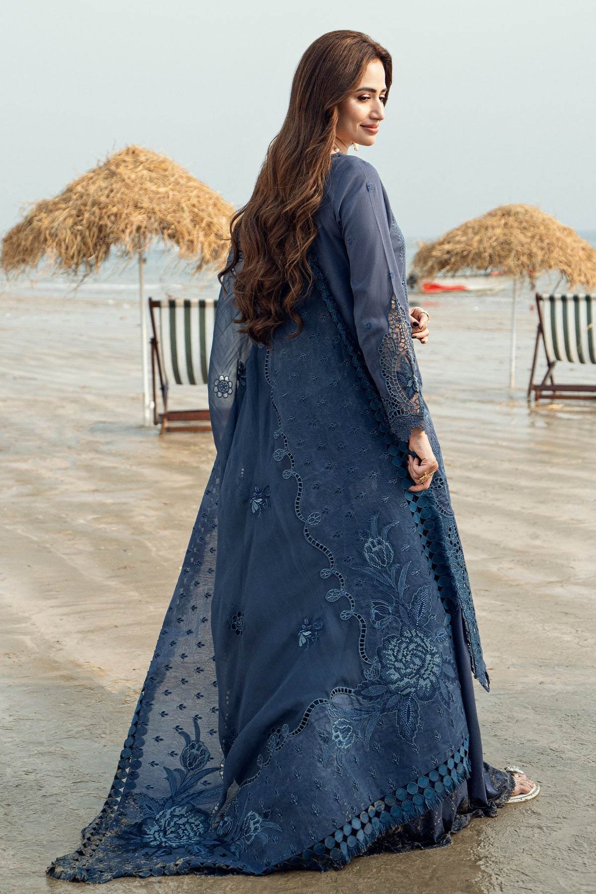 Nureh Khuwab Ebroidered & Embellished Swiss Voil Unstitched 3pcs - Jotey