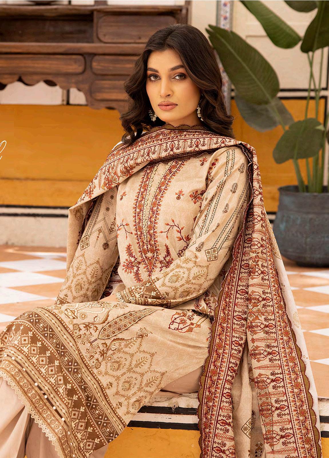 Almaas By Johra Embroidered & Printed Lawn Unstitched 3Pcs - Jotey