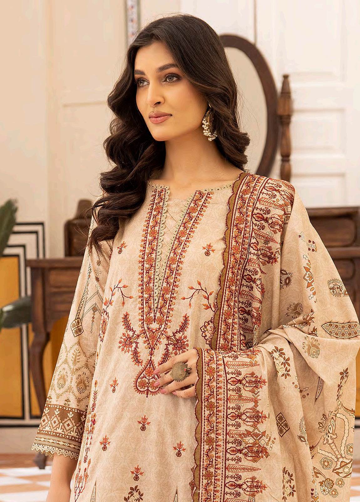 Almaas By Johra Embroidered & Printed Lawn Unstitched 3Pcs - Jotey