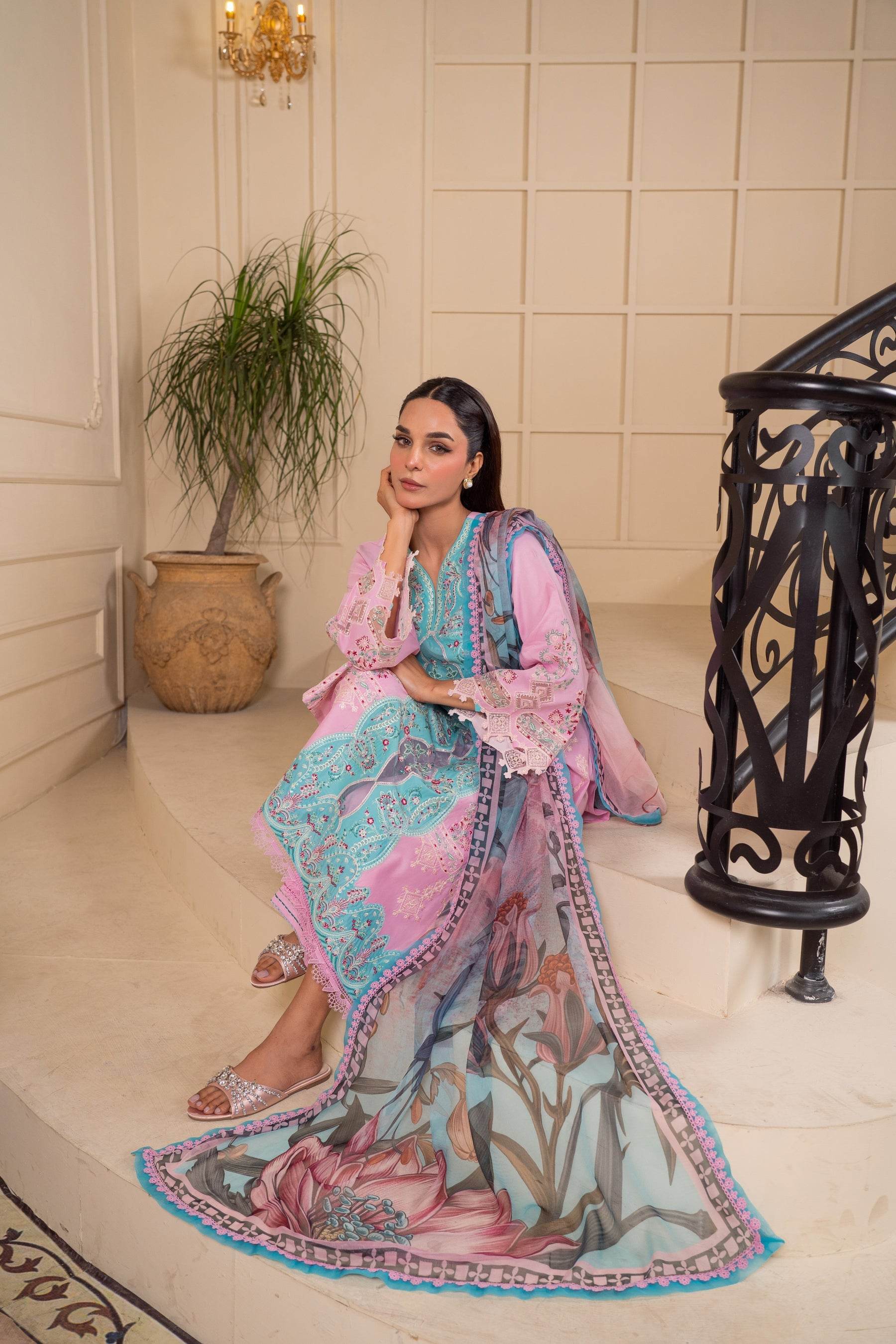 Atiya Irfan Preet Vol-02 Embroidered Unstitched Lawn 3pcs - Jotey
