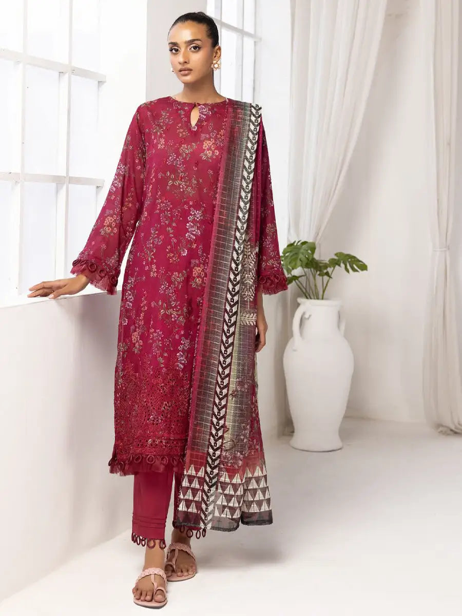 Printkari By Nur Embroidered Printed Lawn Unstitched 3pcs