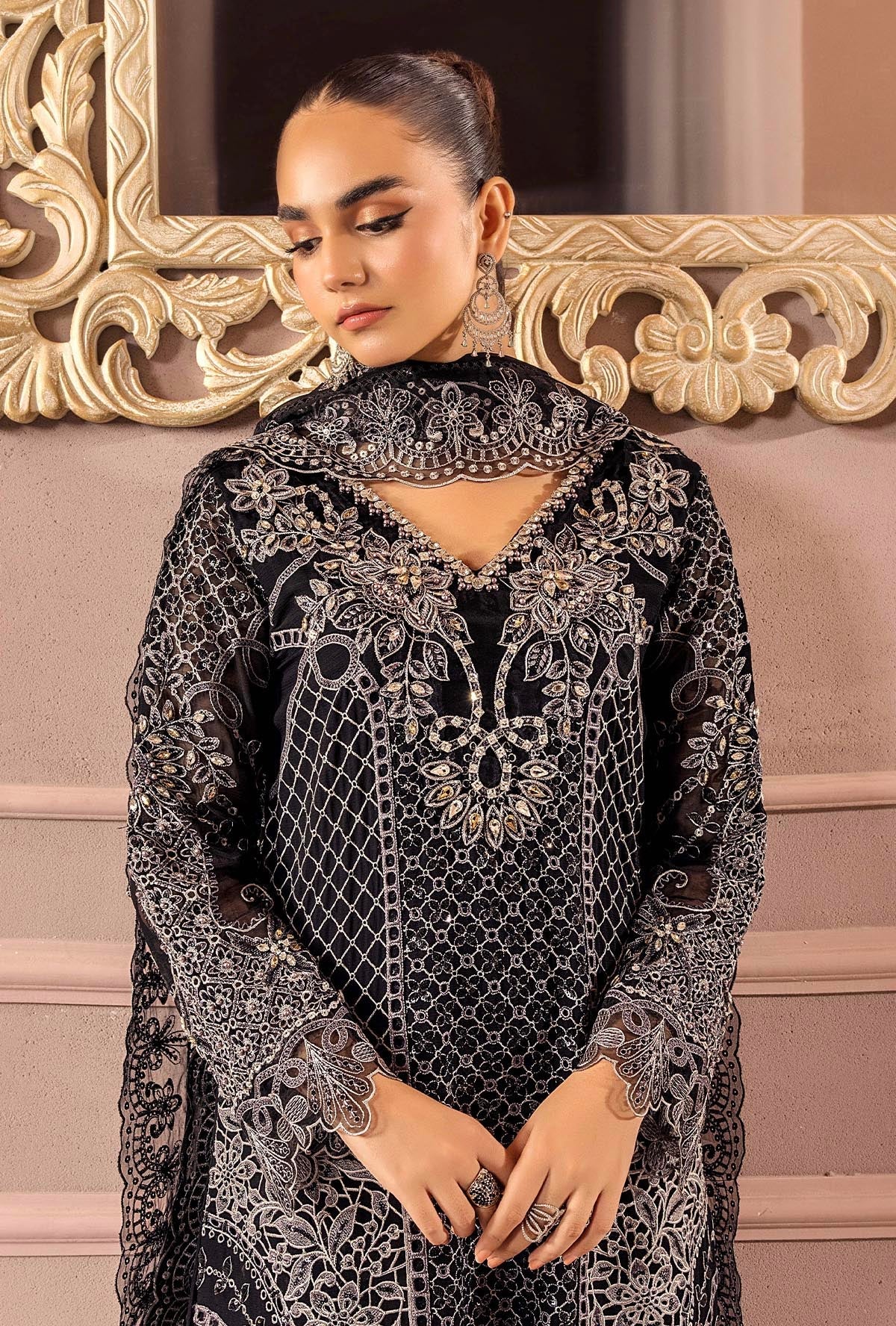 Ranak-E-Mehal Embroidered Chiffon Semi-Stitched 3pcs