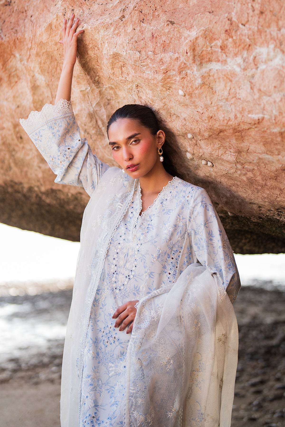 AFROZEH Endless Summer'25 Embroidered Printed Lawn 3pcs - Jotey