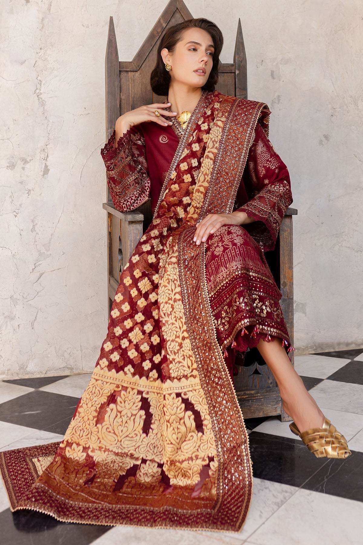 Nureh Exclusive Jacquard Unstitched Lawn 3pcs - Jotey